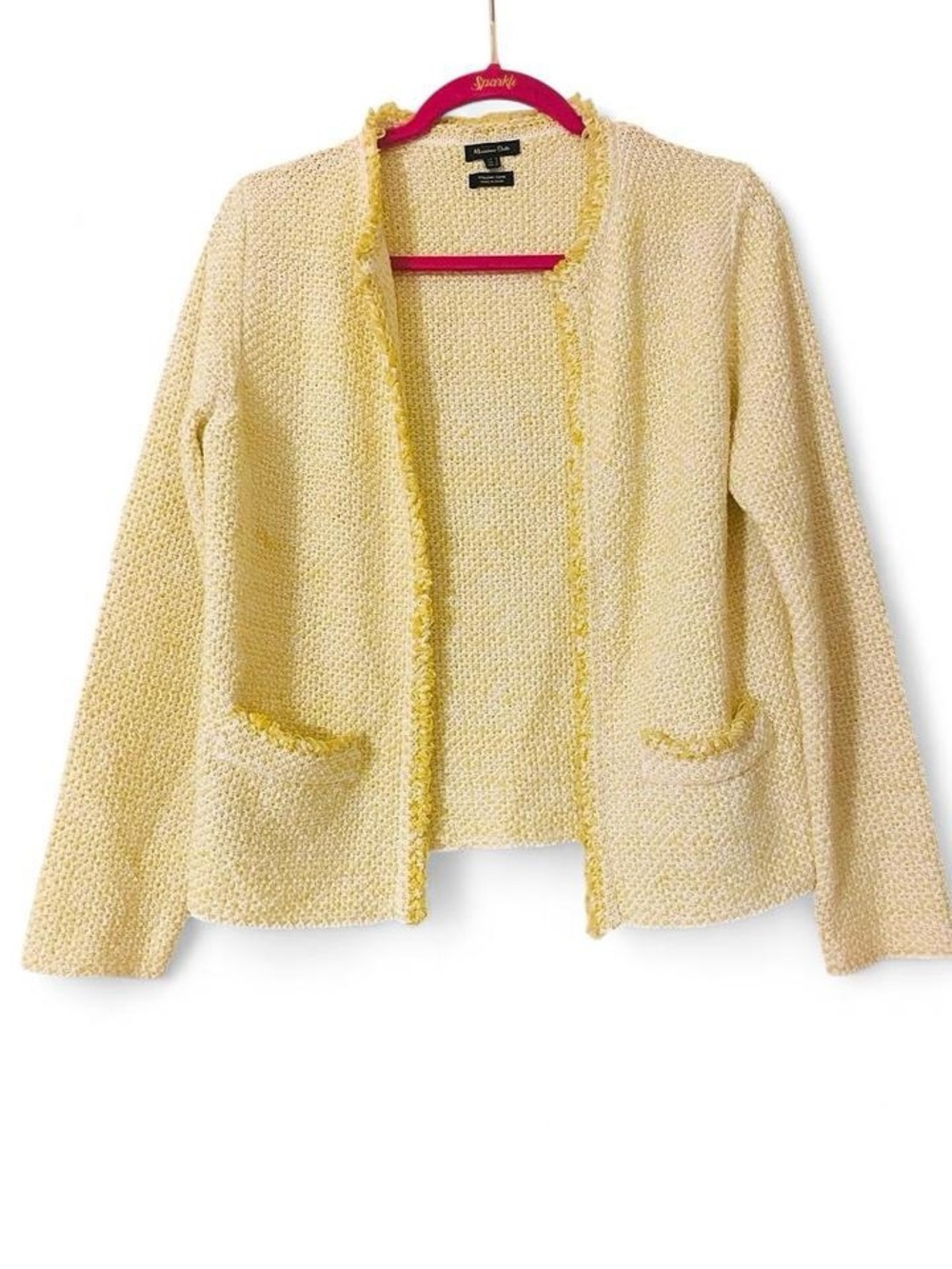 Massimo Dutti Italian Yarn Textured Tweed Fringe Lady Jacket M